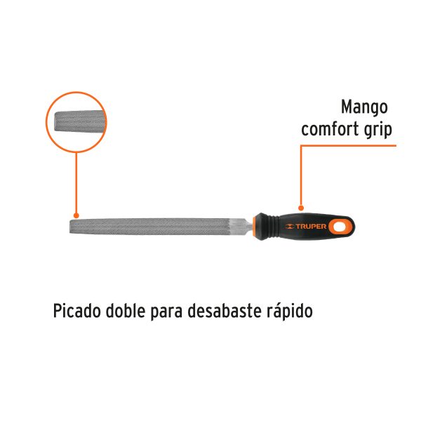 LIMA MEDIA CAÑA BASTARDA 8" CON MANGO TRUPER - Imagen 2