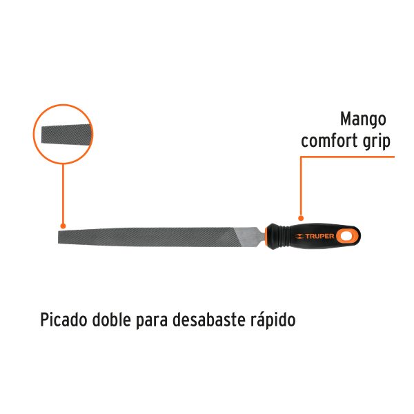 LIMA PLANA BASTARDA 10" CON MANGO TRUPER - Imagen 2