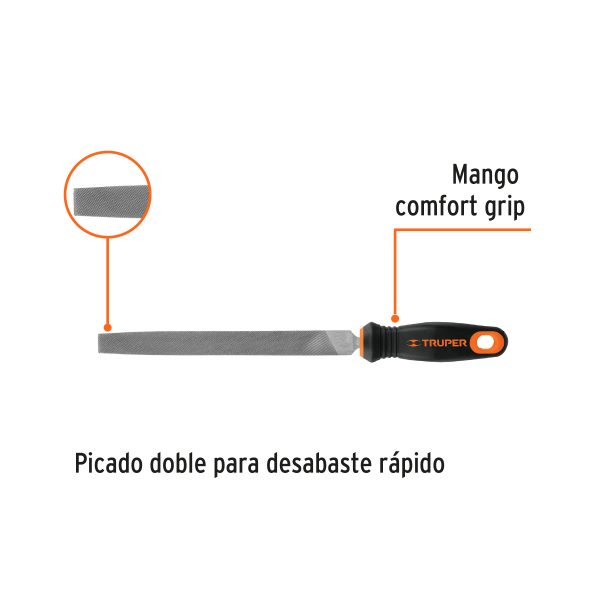 LIMA PLANA BASTARDA 8" CON MANGO TRUPER - Imagen 2