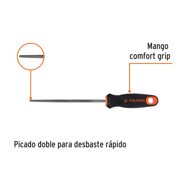 LIMA REDONDA BASTARDA 6" CON MANGO TRUPER - Imagen 2