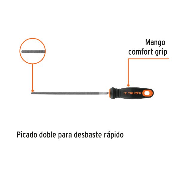 LIMA REDONDA BASTARDA 8" CON MANGO TRUPER - Imagen 2