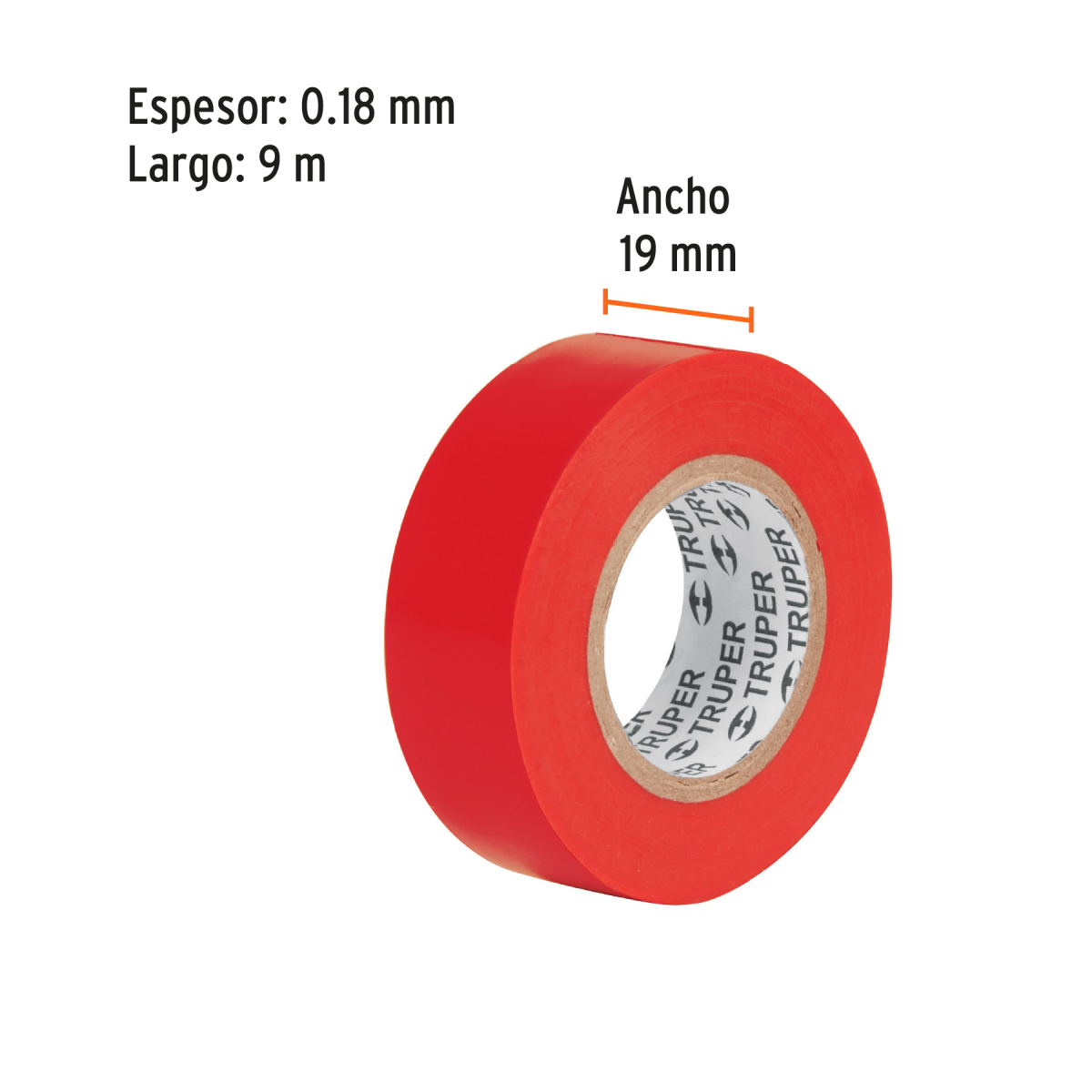 CINTA DE AISLAR DE 9 M X 19 MM ROJA TRUPER - Imagen 2