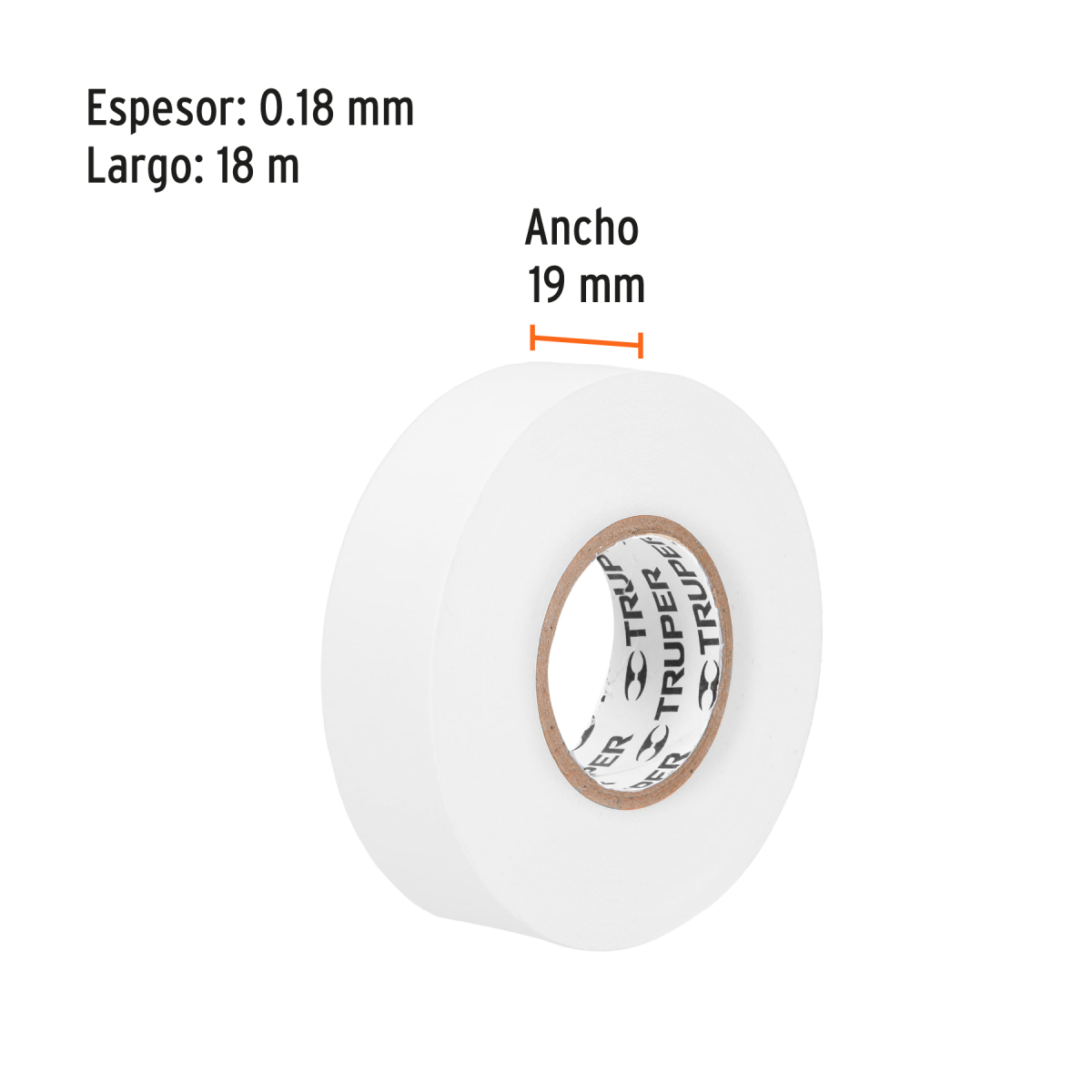 CINTA DE AISLAR DE 18 M X 19 MM AMARILLA TRUPER - Imagen 2