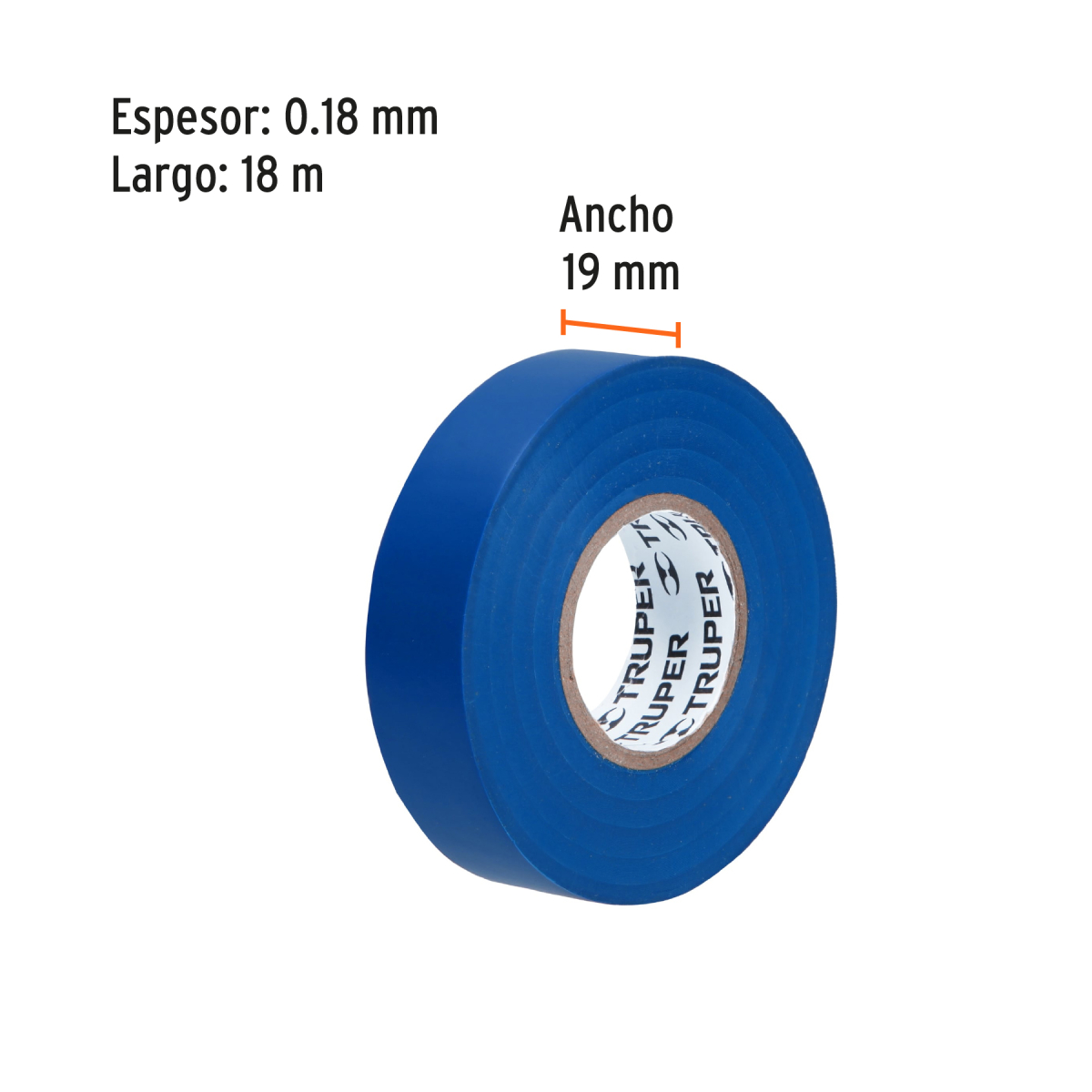 CINTA DE AISLAR DE 18 M X 19 MM AZUL TRUPER - Imagen 2