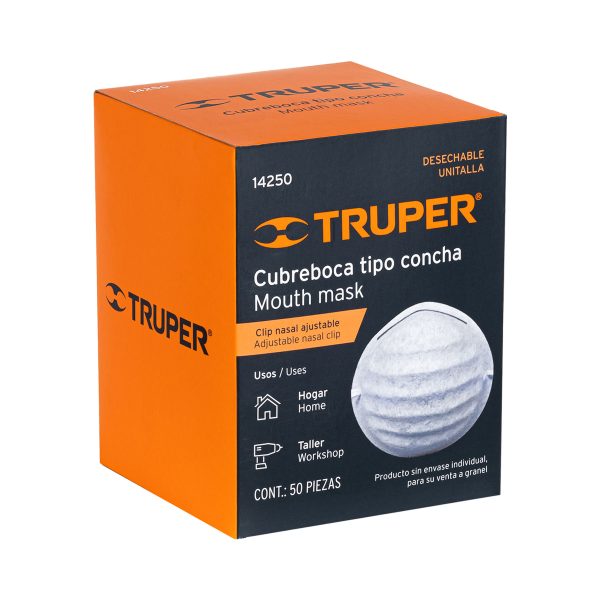 TAPABOCAS TIPO CONCHA CAJA POR 50 PIEZAS TRUPER - Imagen 3