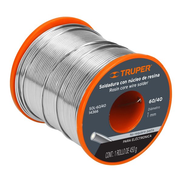 SOLDADURA CON NUCLEO RESINA 60/40 PARA ELECTRONICA 450 G TRUPER