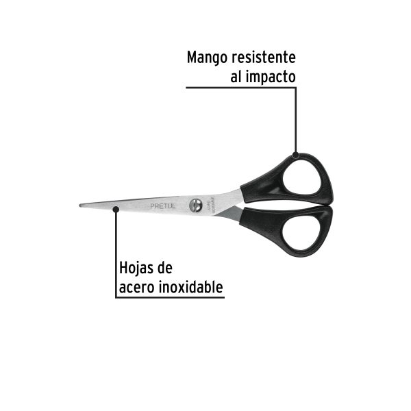 TIJERA 6" DE ACERO INOXIDABLE PARA CASA Y OFICINA PRETUL - Imagen 2