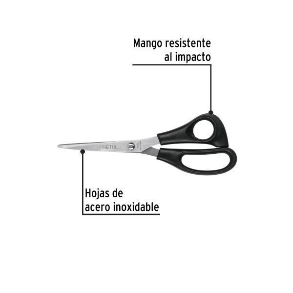 TIJERA 7" DE ACERO INOXIDABLE PARA CASA Y OFICINA PRETUL - Imagen 2