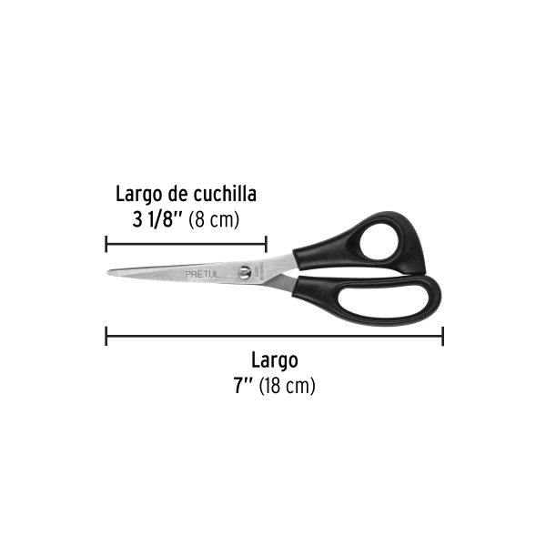 TIJERA 7" DE ACERO INOXIDABLE PARA CASA Y OFICINA PRETUL - Imagen 3