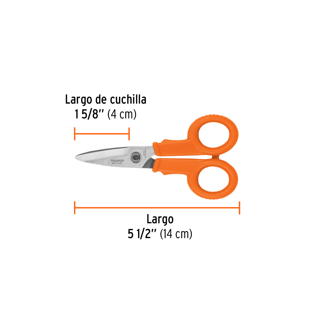 TIJERA 5-1/2" DE ACERO INOXIDABLE PARA ELECTRICISTA TRUPER - Imagen 2