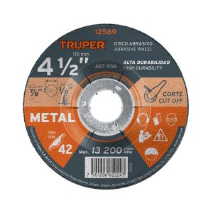 DISCO TIPO 42 DE 4-1/2" X 3.2 MM PARA CORTE DE METAL TRUPER