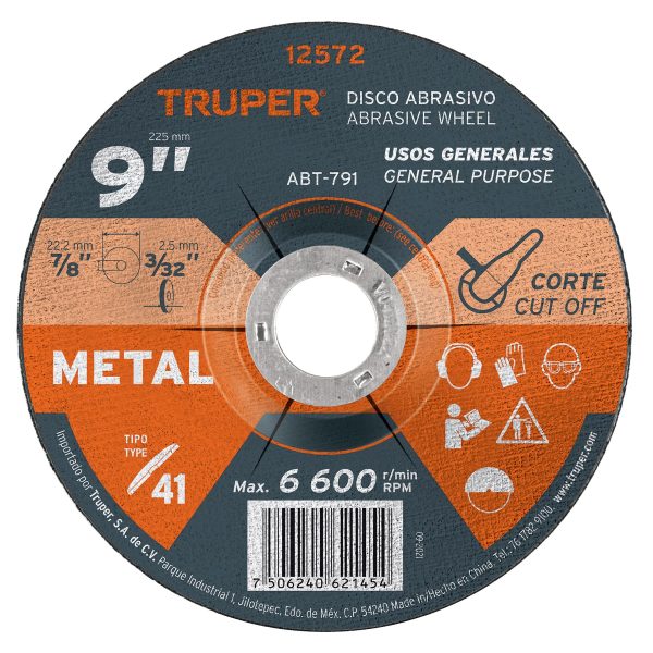 DISCO DE 9″ PARA CORTE DE METAL TIPO 41 TRUPER