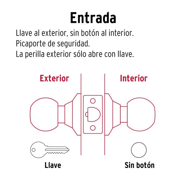 CERRADURA TIPO ESFERA CILINDRICO ENTRADA BRILLANTE HERMEX - Imagen 2