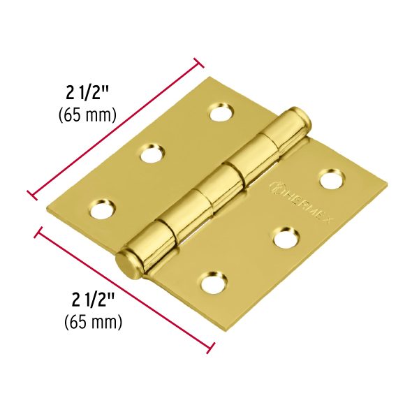 BISAGRA CUADRADA 2-1/2" LATONADO CABEZA PLANA X 10 PIEZAS HERMEX - Imagen 2
