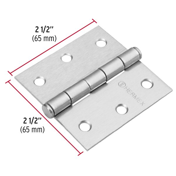 BISAGRA CUADRADA 2-1/2" SATINADO CABEZA PLANA X 10 PIEZAS HERMEX - Imagen 2