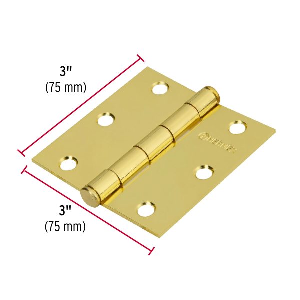 BISAGRA CUADRADA 3" LATONADO CABEZA PLANA X 20 PIEZAS HERMEX - Imagen 2
