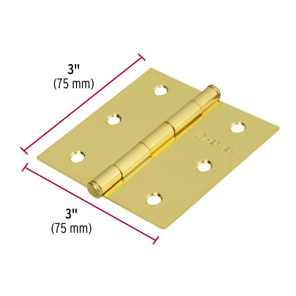 BISAGRA CUADRADA 3" LATONADO CABEZA PLANA X 20 PIEZAS HERMEX BASIC - Imagen 2