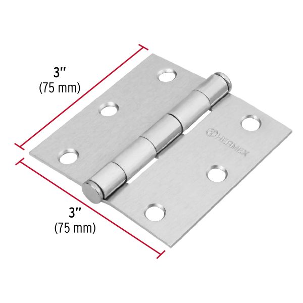 BISAGRA CUADRADA 3" SATINADO CABEZA PLANA X 20 PIEZAS HERMEX - Imagen 2