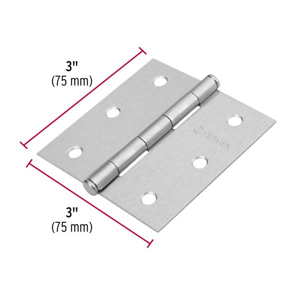 BISAGRA CUADRADA 3" SATINADO CABEZA PLANA X 20 PIEZAS HERMEX BASIC - Imagen 2