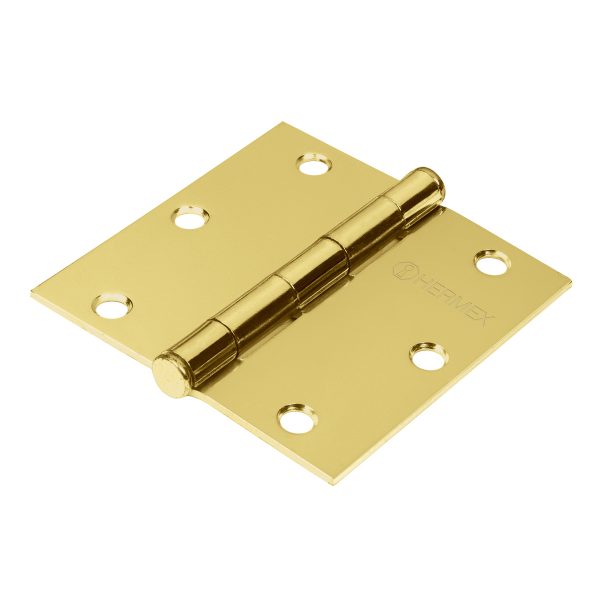 BISAGRA CUADRADA 3-1/2" LATONADO CABEZA PLANA X 10 PIEZAS HERMEX