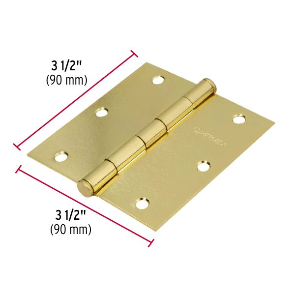BISAGRA CUADRADA 3-1/2" LATONADO CABEZA PLANA X 10 PIEZAS HERMEX BASIC - Imagen 2