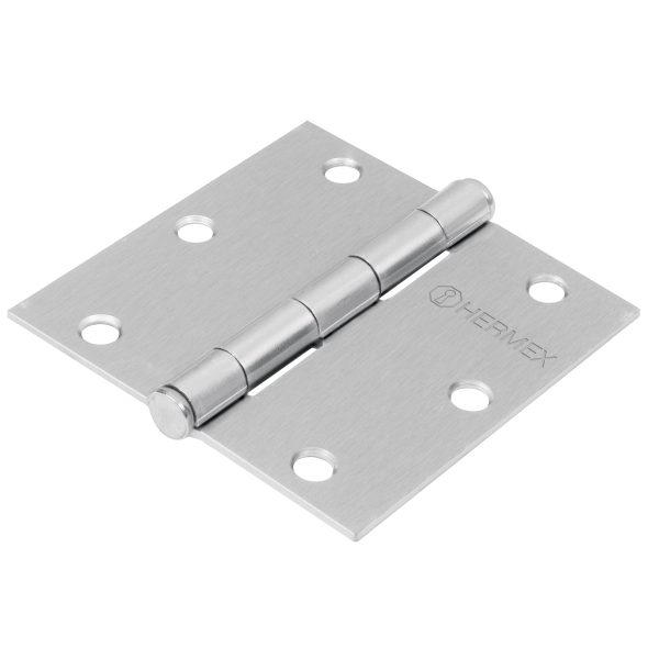 BISAGRA CUADRADA 3-1/2" SATINADO CABEZA PLANA X 10 PIEZAS HERMEX