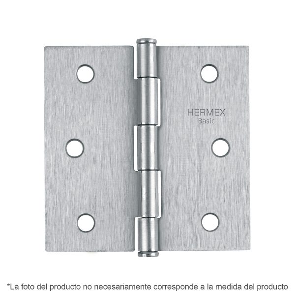 BISAGRA CUADRADA 3-1/2" SATINADO CABEZA PLANA X 10 PIEZAS HERMEX BASIC