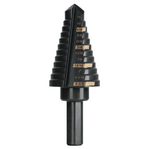 BROCA ESCALONADA OXIDO NEGRO 12 ESCALONES 7/16" A 1-1/8" TRUPER