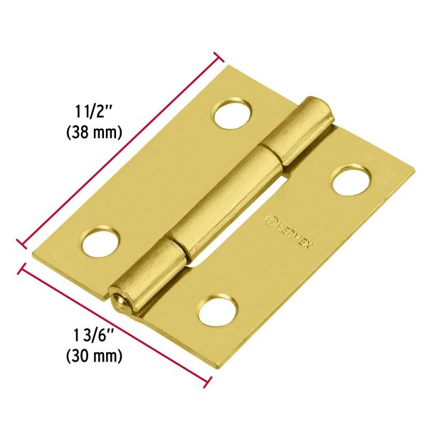 BISAGRA RECTANGULAR 1-1/2" ACERO LATONADO X 20 PIEZAS HERMEX - Imagen 2