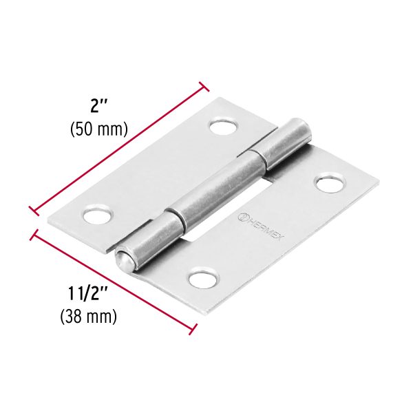 BISAGRA RECTANGULAR 2″ ACERO PULIDO X 20 PIEZAS HERMEX - Imagen 2