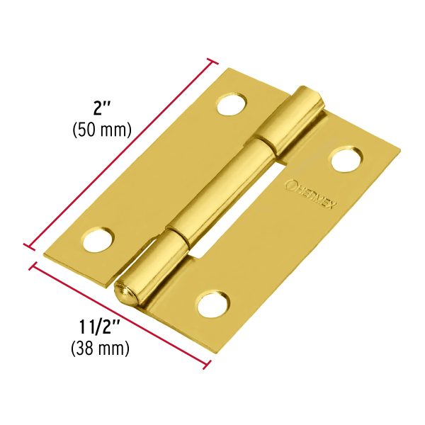 BISAGRA RECTANGULAR 2″ ACERO LATONADO X 20 PIEZAS HERMEX - Imagen 2