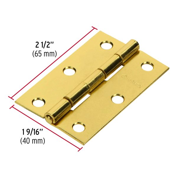 BISAGRA RECTANGULAR 2-1/2″ ACERO LATONADO X 20 PIEZAS HERMEX - Imagen 2