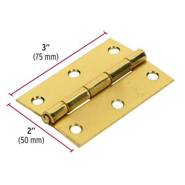 BISAGRA RECTANGULAR 3″ ACERO LATONADO X 20 PIEZAS HERMEX - Imagen 2