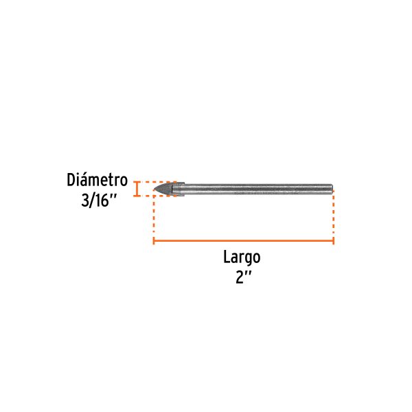 BROCA PARA VIDRIO Y BALDOSA DE 3/16" TRUPER - Imagen 2