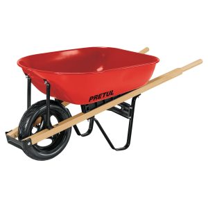 CARRETILLA 5.5 FT3 ROJA ANTIPINCHAZO MANGOS DE MADERA PRETUL