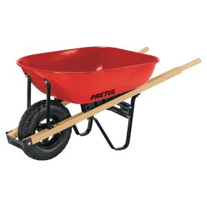 CARRETILLA 5.5 FT3 ROJA NEUMATICA MANGOS DE MADERA PRETUL
