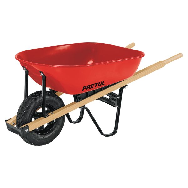 CARRETILLA 5.5 FT3 ROJA NEUMATICA MANGOS DE MADERA PRETUL