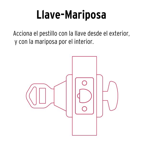 CERROJO LLAVE-MARIPOSA LATON BRILLANTE LLAVE TRADICIONAL HERMEX - Imagen 2