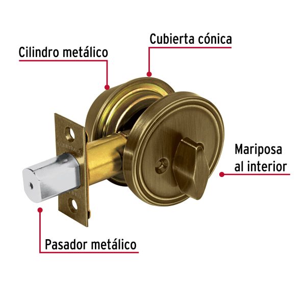 CERROJO LLAVE-MARIPOSA LATON ANTIGUO LLAVE TRADICIONAL HERMEX - Imagen 2