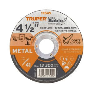 DISCO TIPO 41 DE 4-1/2" X 1 MM CORTE FINO DE METAL TRUPER SABLE