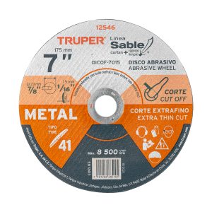 DISCO TIPO 41 DE 7" X 1.5 MM CORTE FINO DE METAL TRUPER SABLE