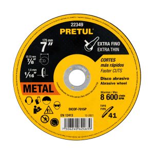 DISCO TIPO 41 DE 7" X 1.5 MM CORTE FINO DE METAL PRETUL