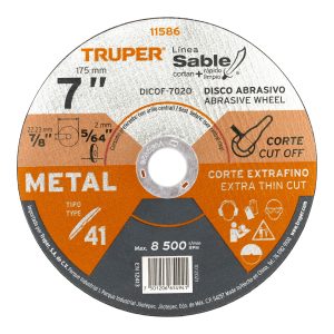DISCO TIPO 41 DE 7" X 2 MM CORTE FINO DE METAL TRUPER SABLE