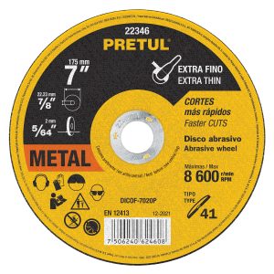 DISCO TIPO 41 DE 7" X 2 MM CORTE FINO DE METAL PRETUL