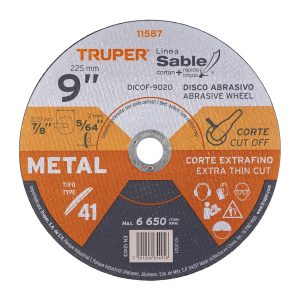 DISCO TIPO 41 DE 9" X 2 MM CORTE FINO DE METAL TRUPER SABLE