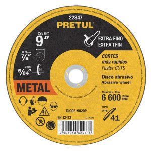 DISCO TIPO 41 DE 9" X 2 MM CORTE FINO DE METAL PRETUL