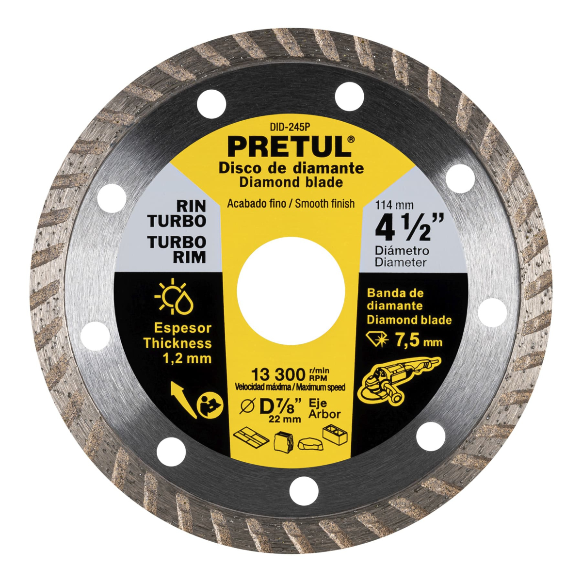 DISCO DE DIAMANTE DE 4-1/2" X 1.2 MM RIN TURBO TRUPER