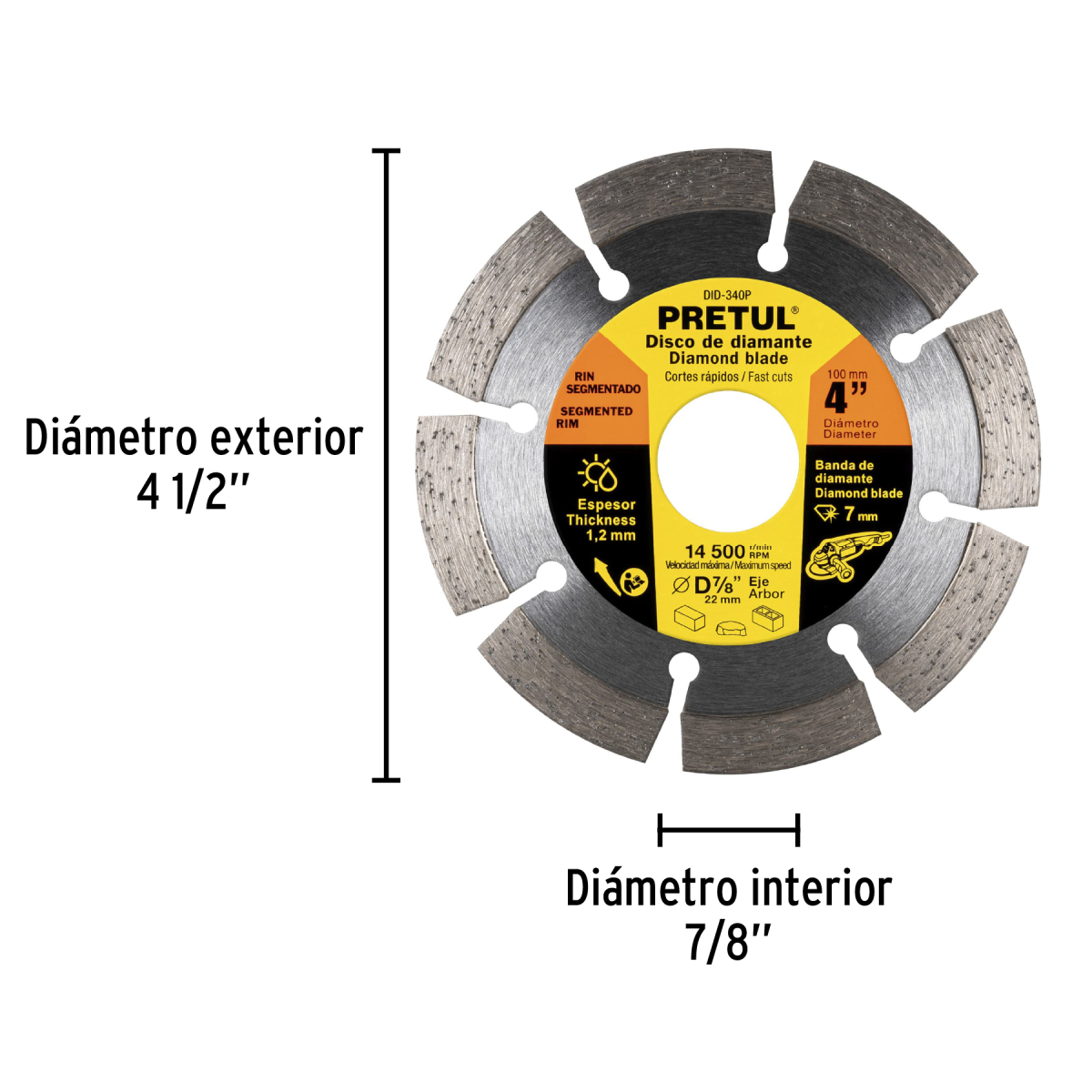 DISCO DE DIAMANTE DE 4" X 1.2 MM RIN SEGMENTADO PRETUL - Imagen 2