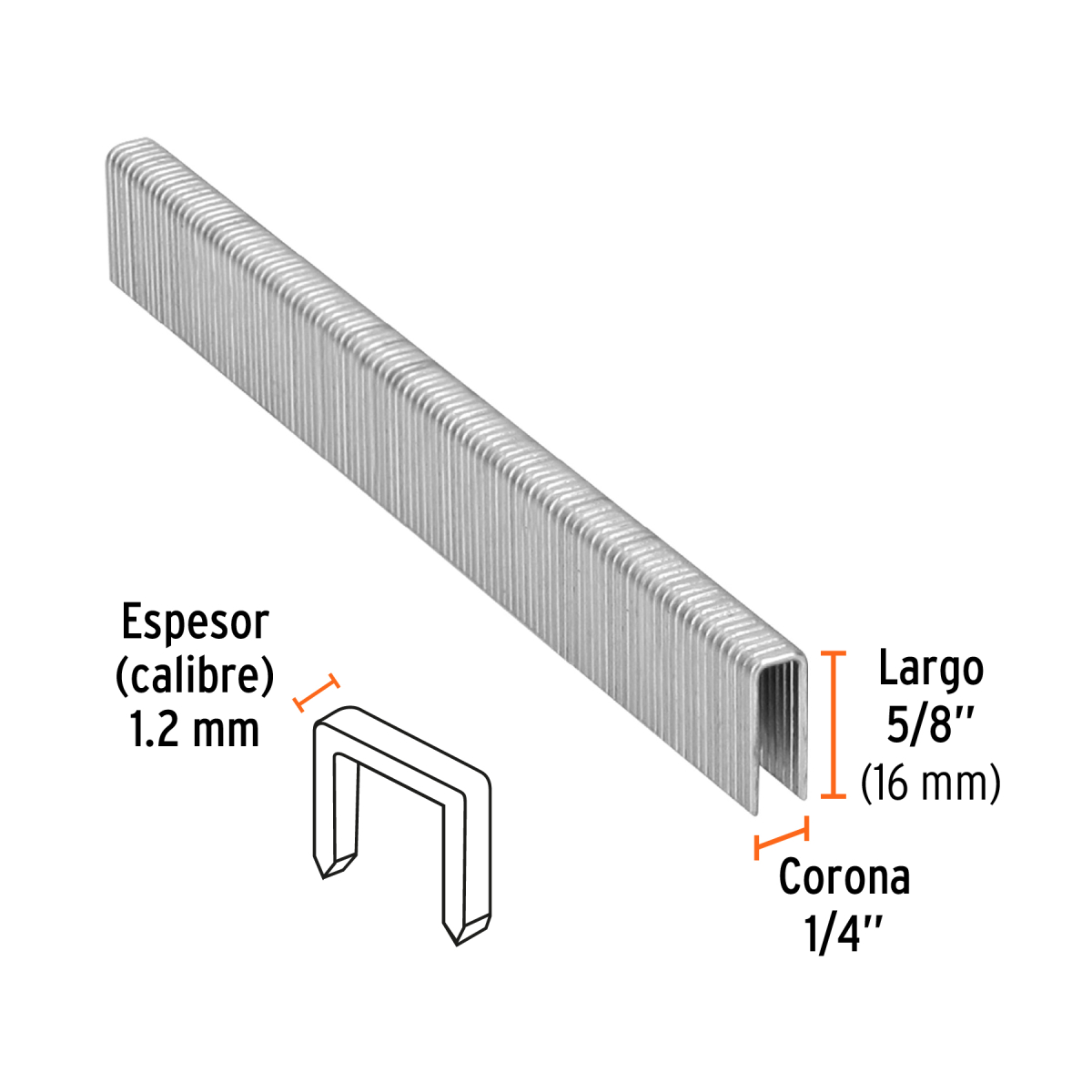 CAJA CON 5000 GRAPAS CORONA 1/4" CALIBRE 18, 16 MM P/ENNE-120 TRUPER