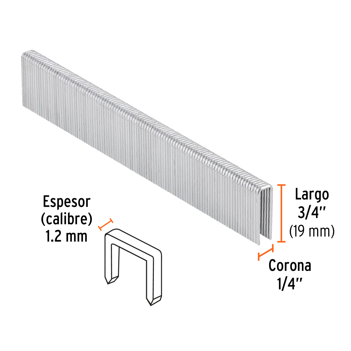 CAJA CON 5000 GRAPAS CORONA 1/4" CALIBRE 18, 19 MM P/ENNE-120 TRUPER